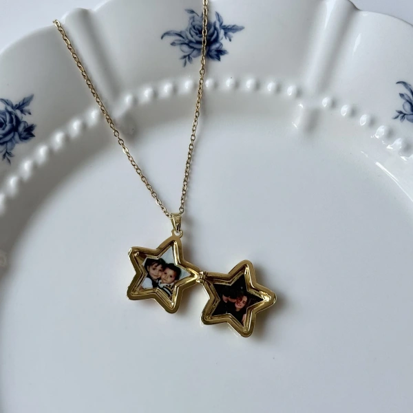 Yıldız Şeklinde Fotoğraflı Kolye (1,7 cm )