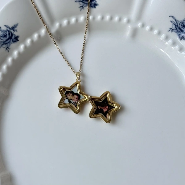 Yıldız Şeklinde Fotoğraflı Kolye (1,7 cm )