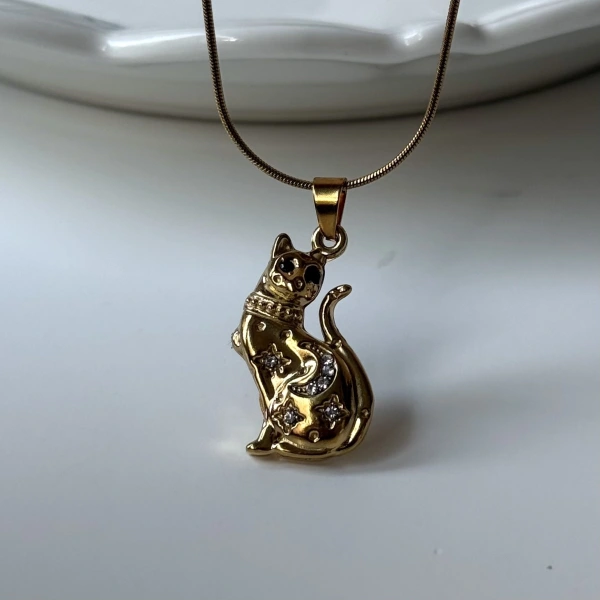 Taşlı Kedi Kolye