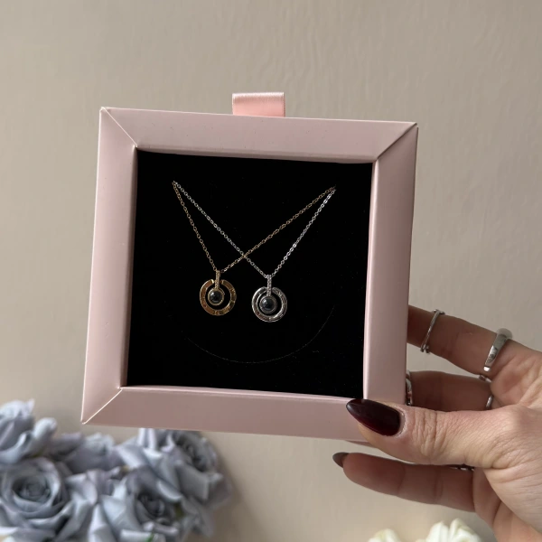 99 Dilde Seni Seviyorum Yazan Mercekli Kolye