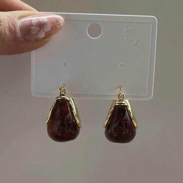 Akik Taşlı Vintage Küpe | Çelik