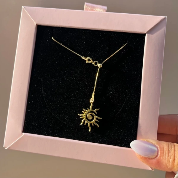 Antik Güneş Gümüş Kolye