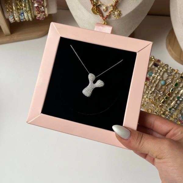 Balon Harfli Kişiye Özel Gümüş Kolye