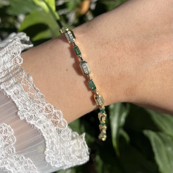 Yeşil Almira Vintage Bileklik I 14K Altın Kaplama