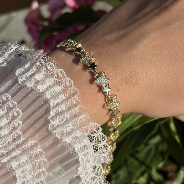 Yıldızlı Vintage Bileklik I 14K Altın Kaplama