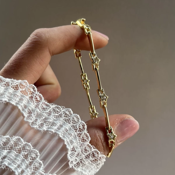 Yıldızlı Bileklik I 14K Altın Kaplama