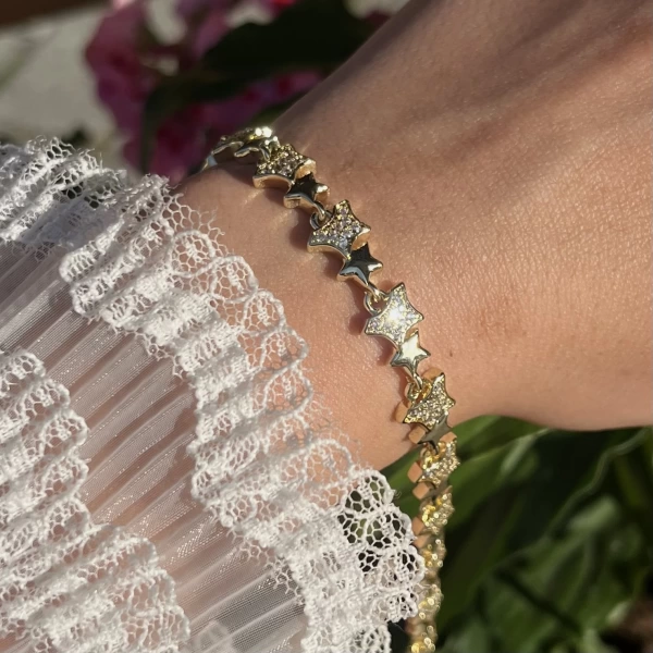Yıldızlı Vintage Bileklik I 14K Altın Kaplama