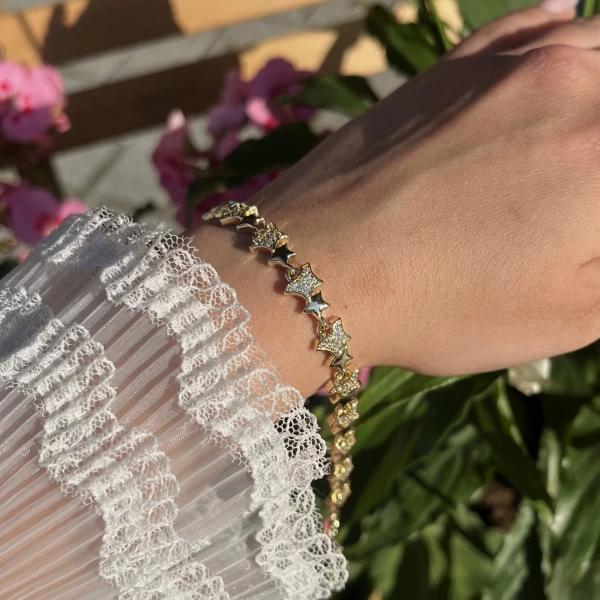 Yıldızlı Vintage Bileklik I 14K Altın Kaplama