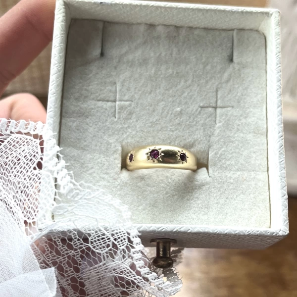 Bordo Taşlı Vintage Yüzük I 14 Altın Kaplama