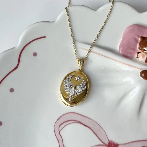 Çift Fotoğraflı Kapaklı Alya Kolye | 925 Gümüş (2,3 cm)