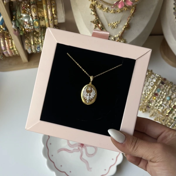 Çift Fotoğraflı Kapaklı Alya Kolye | 925 Gümüş (2,3 cm)