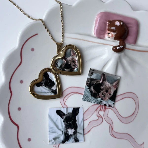 Desenli Kapaklı Çift Fotoğraflı Kolye (2,1 cm)