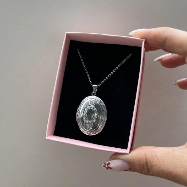 Fotoğraf ve Yazılı Oval Kapaklı Kolye (2,3 cm)