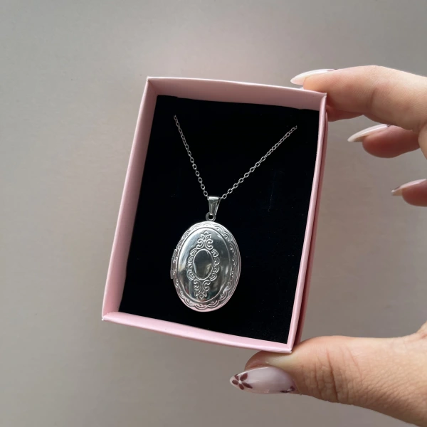 Fotoğraf ve Yazılı Oval Kapaklı Kolye (2,3 cm)