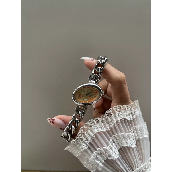 Kalp Ekranlı Vintage Saat