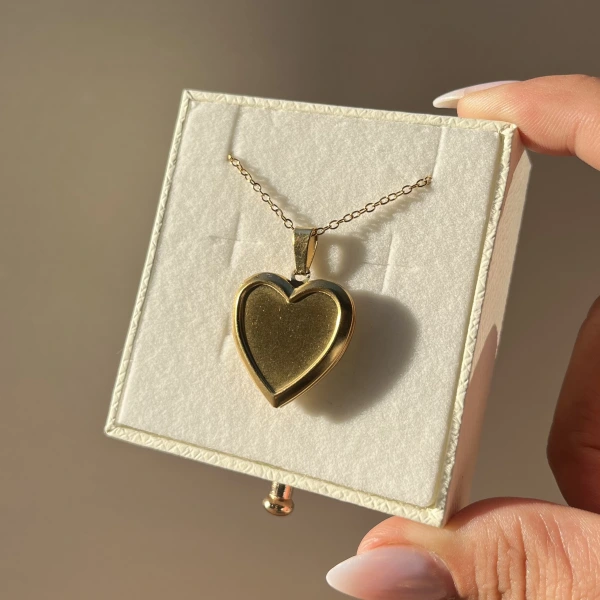 Kapaklı Çift Fotoğraflı Kalp Kolye(1,7 cm)