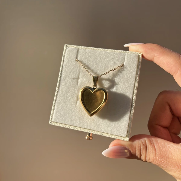 Kapaklı Çift Fotoğraflı Kalp Kolye(1,7 cm)