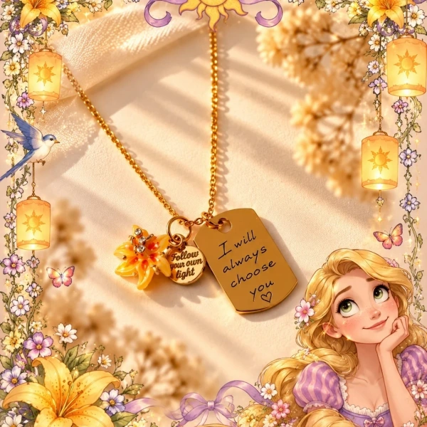 Karanlıkta Parlayan Rapunzel Çiçeği Kolye