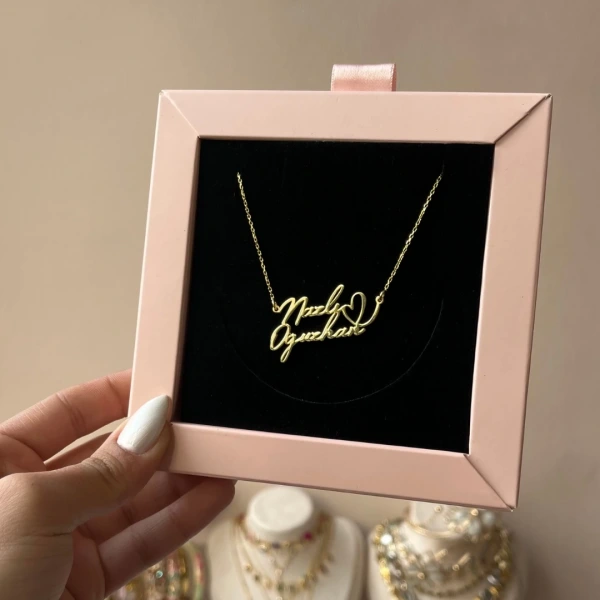 Kişiye Özel Çift İsim Gümüş Kolye