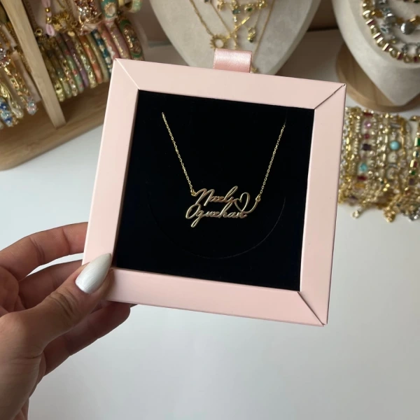 Kişiye Özel Çift İsim Gümüş Kolye