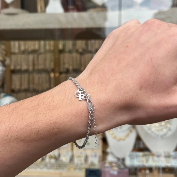 Kişiye Özel Harfli Burgu Çift Bileklikleri | 925 Gümüş