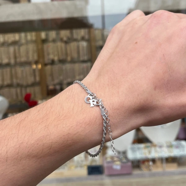 Kişiye Özel Harfli Burgu Çift Bileklikleri | 925 Gümüş