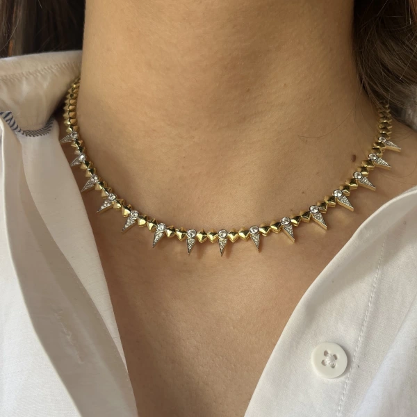 Üçgen Motifli Diva Kolye I 925 Gümüş