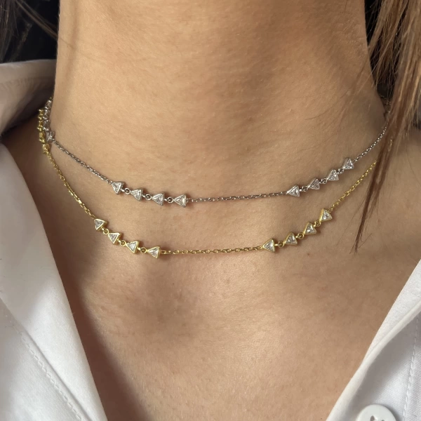 Üçgen Motifli Choker Kolye I 925 Gümüş