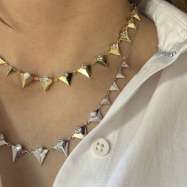 Üçgen Motifli Madonna Kolye I 925 Gümüş