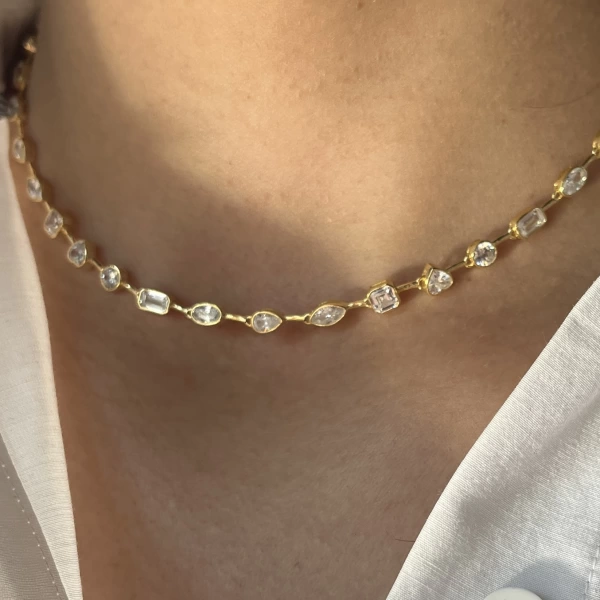 Motifli Choker Zincir Kolye I 925 Gümüş