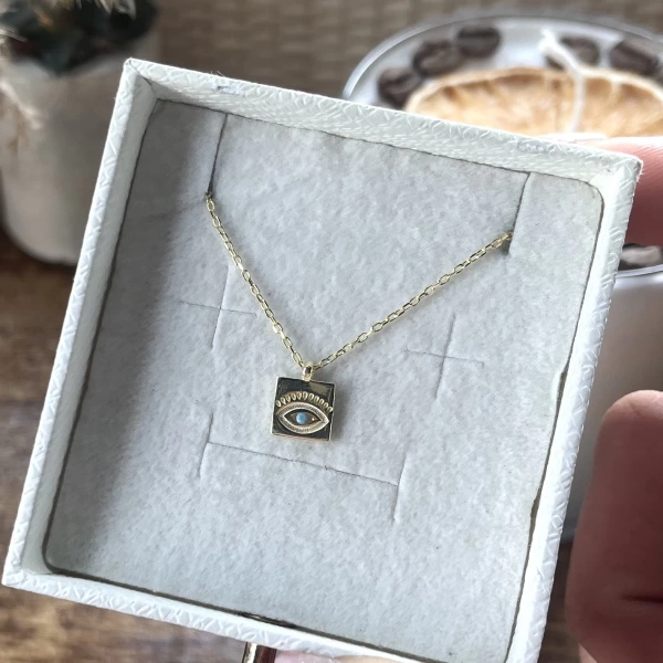 Minimal Kare Göz Kolye I 925 Gümüş