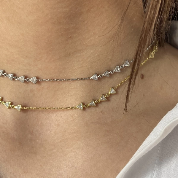 Üçgen Motifli Choker Kolye I 925 Gümüş