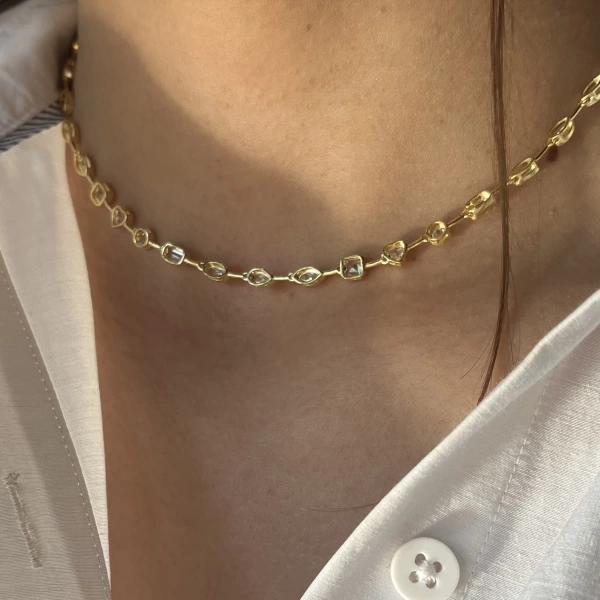 Motifli Choker Zincir Kolye I 925 Gümüş