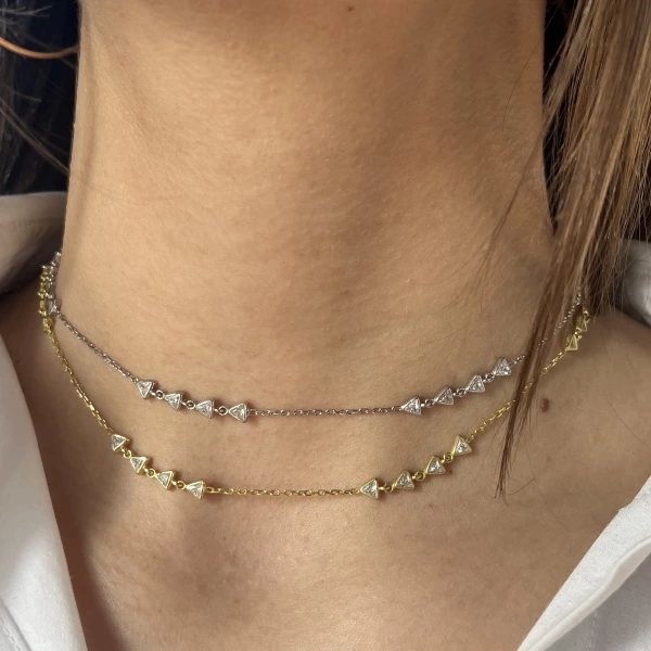 Üçgen Motifli Choker Kolye I 925 Gümüş