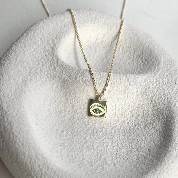 Minimal Kare Göz Kolye I 925 Gümüş