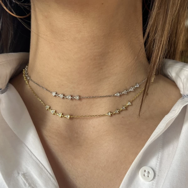 Üçgen Motifli Choker Kolye I 925 Gümüş