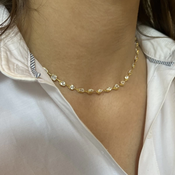 Motifli Choker Zincir Kolye I 925 Gümüş