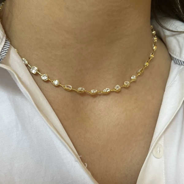 Motifli Choker Zincir Kolye I 925 Gümüş