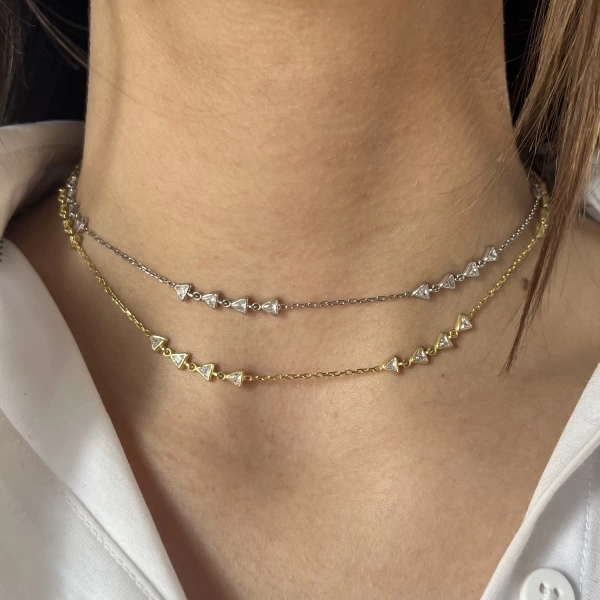 Üçgen Motifli Choker Kolye I 925 Gümüş