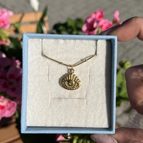 Bohem Elipsia Göz Kolye I Çelik