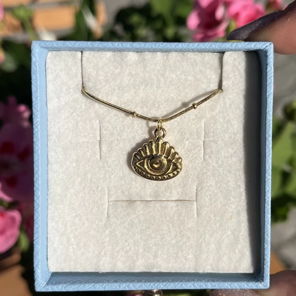 Bohem Elipsia Göz Kolye I Çelik
