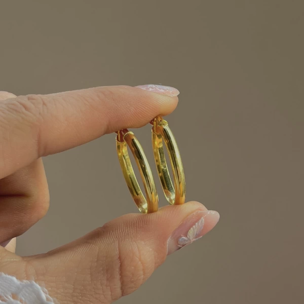 Oval Halka Küpe I 925 Gümüş