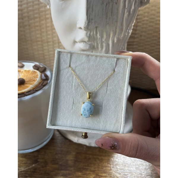 Larimar Taşlı Kolye (Rahatlatıcı Taş) | 925 Gümüş