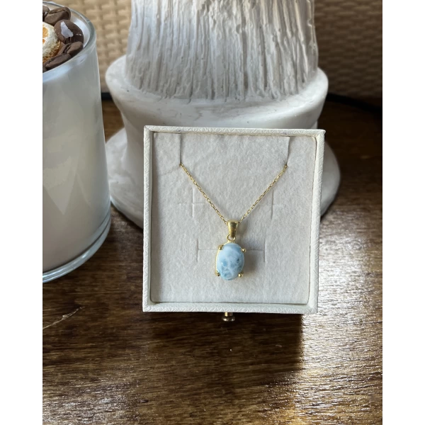 Larimar Taşlı Kolye (Rahatlatıcı Taş) | 925 Gümüş