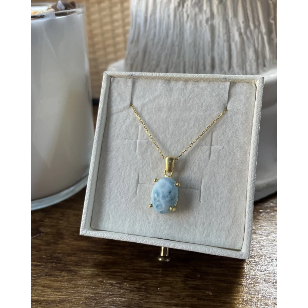 Larimar Taşlı Kolye (Rahatlatıcı Taş) | 925 Gümüş