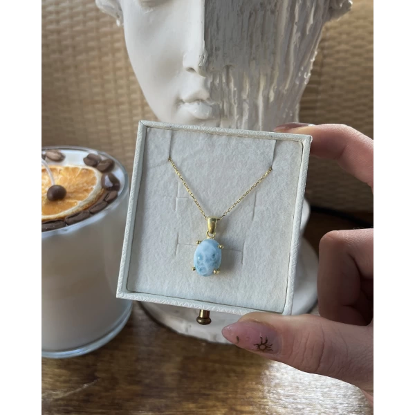 Larimar Taşlı Kolye (Rahatlatıcı Taş) | 925 Gümüş