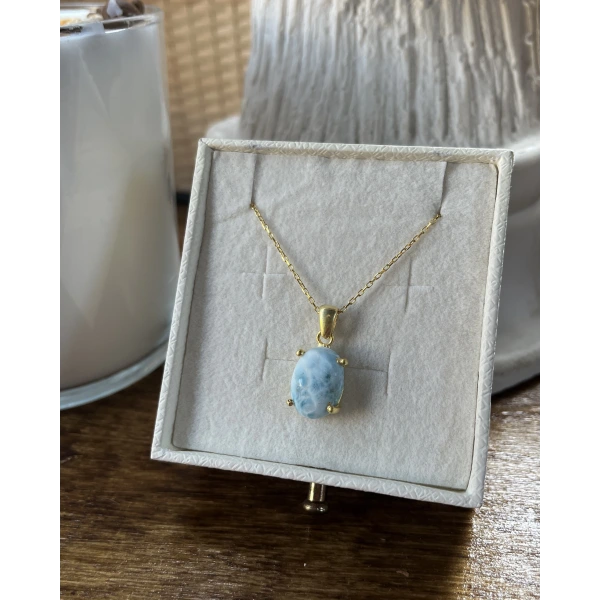 Larimar Taşlı Kolye (Rahatlatıcı Taş) | 925 Gümüş