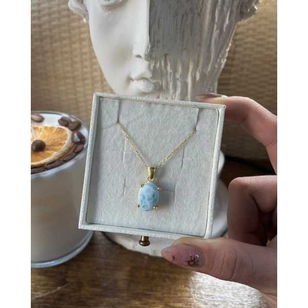 Larimar Taşlı Kolye (Rahatlatıcı Taş) | 925 Gümüş