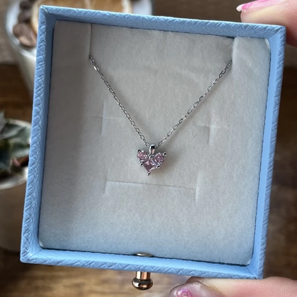 Mini Pembe Kalp Kolye I 925 Gümüş