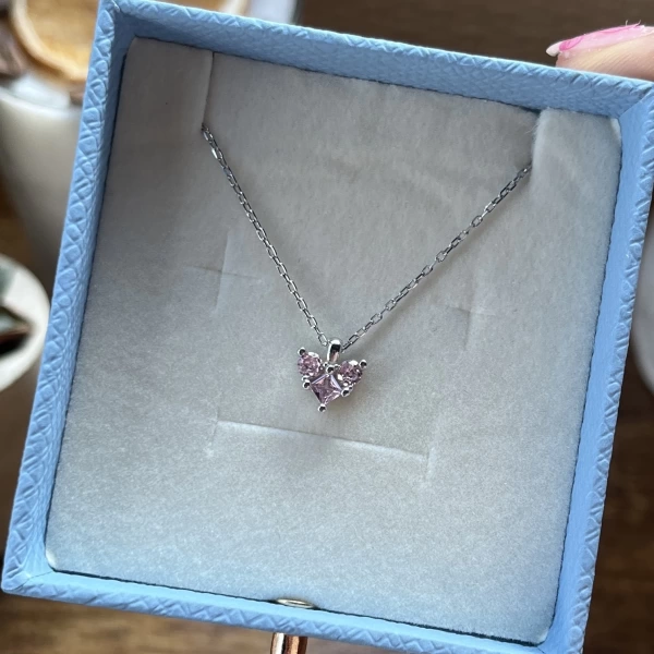Mini Pembe Kalp Kolye I 925 Gümüş